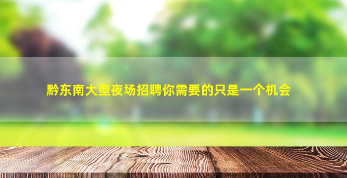 黔东南大型夜场招聘你需要的只是一个机会